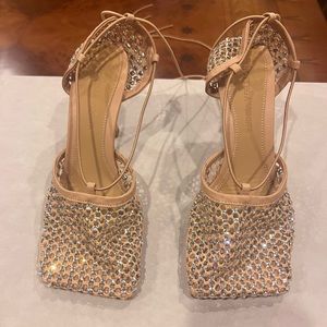 BV Sparkle Stretch Lace up Sandals,Size 7